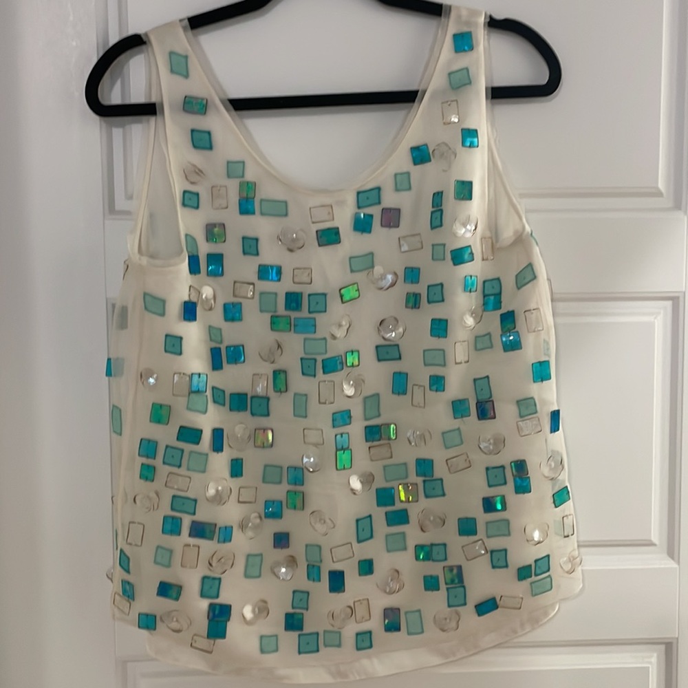 Elie Tahari tank with sequin embellishment - Picture 3 of 6